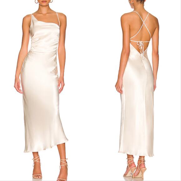 Shona Joy La Lune Asymmetrical Bias Cowl Midi Dress - Picture 7 of 7